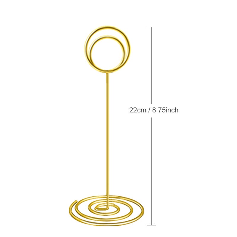 Radezon 10 Pack 8.75 inch Tall Table Number Holders Place Card Holder Table Picture Holder Wire Photo Holder Clips Picture Memo Note Photo Stand (Gold) - Image 4